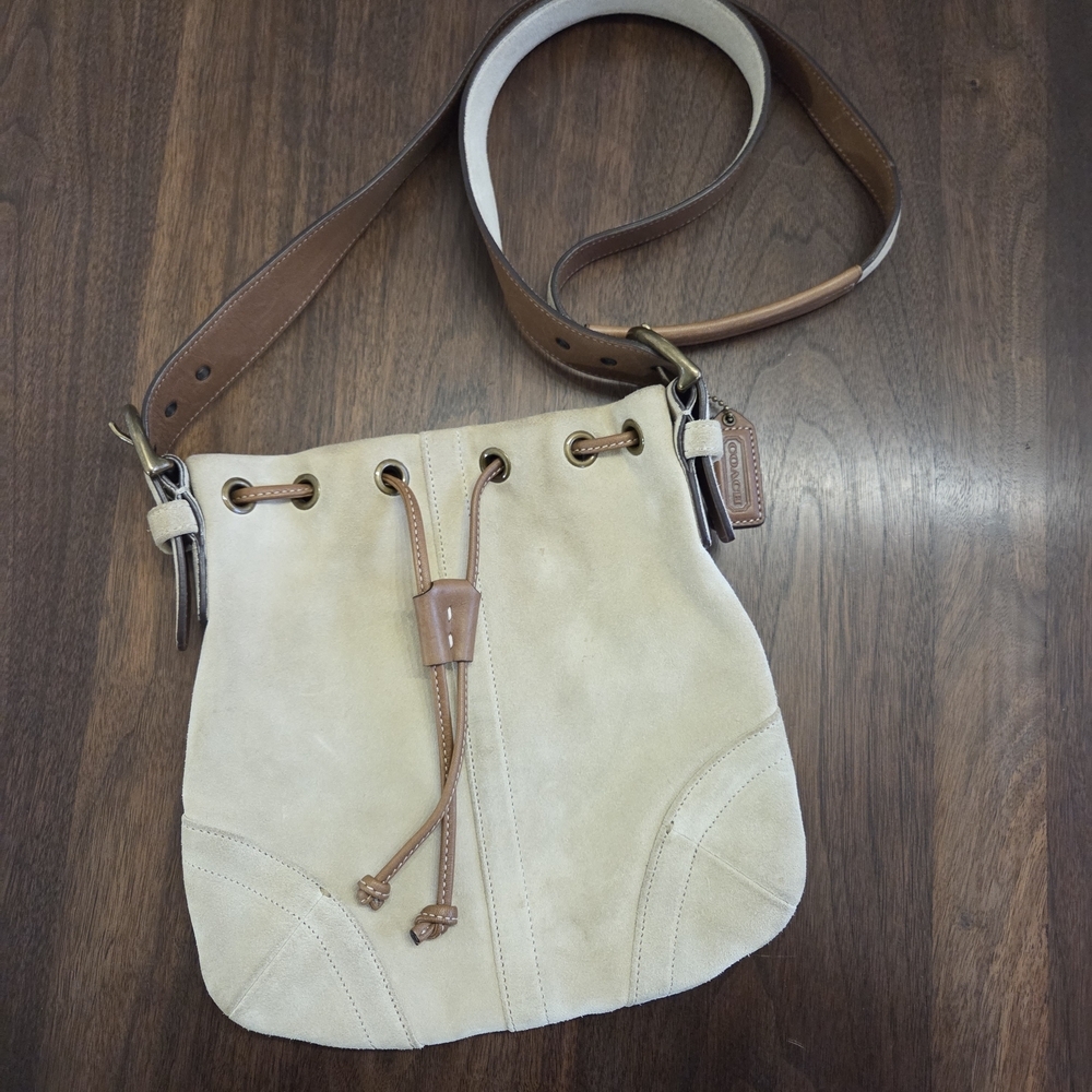 Vintage Coach Suede Drawstring Crossbody Bag